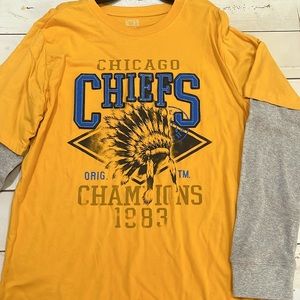 Canyon River Blues Boys XL 18-20 Layered Long Sleeve Graphic Tee Shirt CHIEFS